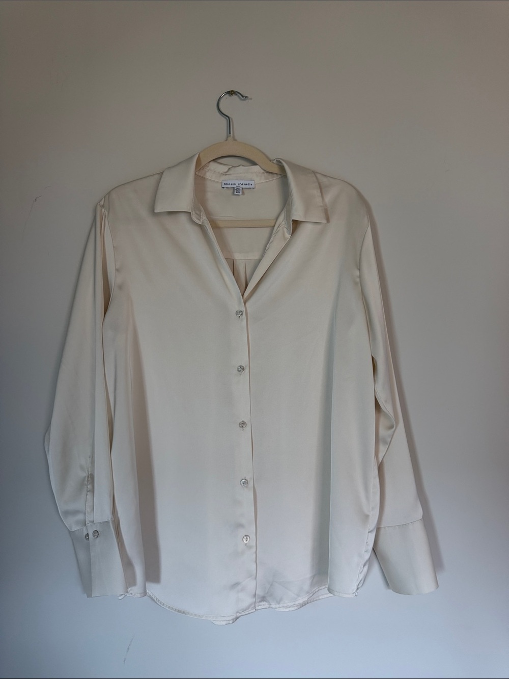 Maison d Amelie Ivory Silk-Look Button Shirt size M